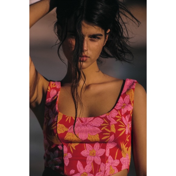 ❤️ ZARA BNWT JACQUARD CROP TOP • LARGE ❤️ - Picture 1 of 6